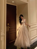 Sexy A line Halter Polka Dot Halter Neck 18th Birthday Dress Long Party Birthday Outfits For Women HZ1121
