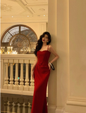 Pretty Mermaid Spaghetti Straps Burgundy 18th Birthday Dress Long Party Birthday Outfits For Women HZ1121