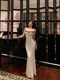 Sexy Mermaid Spaghetti Straps White Floral 21st Birthday Dress Holiday Party Birthday Outfits For Women HZ1121