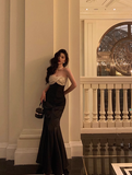 Elegant Mermaid Sweetheart Black Satin 23rd Birthday Dress Party Gown Birthday Outfits Birthday Dress Ideas For Women HZ1121
