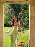 Vintage Mermaid Straps Birthday Party Dresses Ankle Length Bud Green Prom Dresses HZ1022