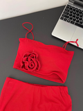 Cute Mermaid Spaghetti Straps 2 Pieces Red Long Summer Dress For Women HZ1121