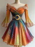 Colorful Princess Homecoming Dresses Off The Shoulder Chiffon Birthday Party HZ0308