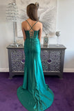 Spaghetti Strap Beaded Mermaid Dress with High HZ0308