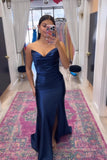 Strapless Ruched Mermaid Prom Dress with High HZ0308