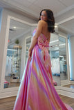 Strapless Metallic Ruched Prom Dress with HZ0308