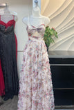 Spaghetti Strap Floral Ruffle Prom Dress with HZ0308
