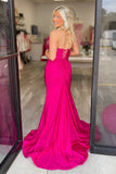 Fuchsia V-neck Mermaid Prom Dress with HZ0308