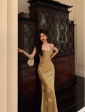 Classy Mermaid Spaghetti Straps Gold Long 18th Birthday Dress Party Gown 21st Birthday Outfits Birthday Dress Ideas For Women HZ1121