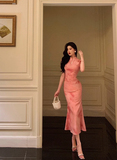 Sexy Mermaid High Neckline Pink 18th Birthday Dress Long Party Birthday Outfits For Women For Women HZ1121
