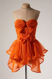 Cute A line Strapless Formal 8th Grade Homecoming Dresses Short Summer Middle School Hoco Dress Homecoming Outfits HZ1121