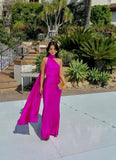 Elegant Sheath High Neck Hot Pink Long Prom Dresses Party Dress Summer 22th Birthday Outfits 21st Birthday Dresses HZ1121