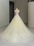 Pretty Ball Gown High Neck Tulle Light Yellow Long Quinceanera Dress Formal Gowns Vestido De 15 Anos Sweet 16 Dress HZ1121