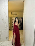 Elegant A line Spaghetti Straps Burgundy Long Prom Dresses Party Dress Summer 20th Birthday Outfits 18th Birthday Dress Inspo For Teens HZ1121