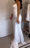 Romantic Bridal Gown Mermaid Strapless White Ruffles Wedding Dresses Minimalist Bridal Gowns HZ1121