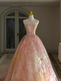 Luxury Ball Gown Strapless Sleeveless Tulle Lace Quinceanera Dress Formal Gowns Vestido De 15 Anos Sweet 16 Dress HZ1121