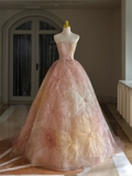 Luxury Ball Gown Strapless Sleeveless Tulle Lace Quinceanera Dress Formal Gowns Vestido De 15 Anos Sweet 16 Dress HZ1121