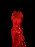Elegant Sheath Halter Red Satin Long Prom Dresses Party Dress Summer 20th Birthday Outfits 18th Birthday Dresses HZ1121