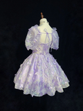 Sexy Ball Gown Square Neck Short Sleeves Lilac Tulle Short Mini Formal 7th Grade Homecoming Dresses Middle School Cocktail Night Dress Hoco Outfits HZ1121