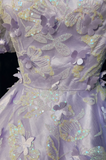 Sexy Ball Gown Square Neck Short Sleeves Lilac Tulle Short Mini Formal 7th Grade Homecoming Dresses Middle School Cocktail Night Dress Hoco Outfits HZ1121