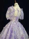Sexy Ball Gown Square Neck Short Sleeves Lilac Tulle Short Mini Formal 7th Grade Homecoming Dresses Middle School Cocktail Night Dress Hoco Outfits HZ1121