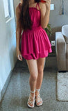 Cute A line Spaghetti Straps Pink Short Chiffon Formal 8th Grade Homecoming Dresses Summer Middle School Hoco Dress Homecoming Outfits HZ1121
