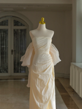 Princess Bridal Dress Sheath Strapless Wedding Dress With Short Sleeves Wedding Dresses Modest Wedding Gowns HZ1121