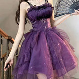 Gothic Ball Gown Spaghetti Straps Grape Short Mini Formal 8th Grade Homecoming Dresses Middle School Cocktail Dress Hoco Outfits Lolita Dress HZ1121