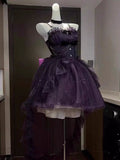 Gothic Ball Gown Spaghetti Straps Purple Short Mini Formal 8th Grade Homecoming Dresses Middle School Cocktail Dress Hoco Outfits Lolita Dress HZ1121