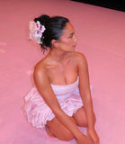Classy Ball Gown Strapless Light Pink Satin Short Mini Formal 8th Grade Homecoming Dresses Middle School Hoco Court Dress 16th Birthday Dress Hoco Outfits HZ1121