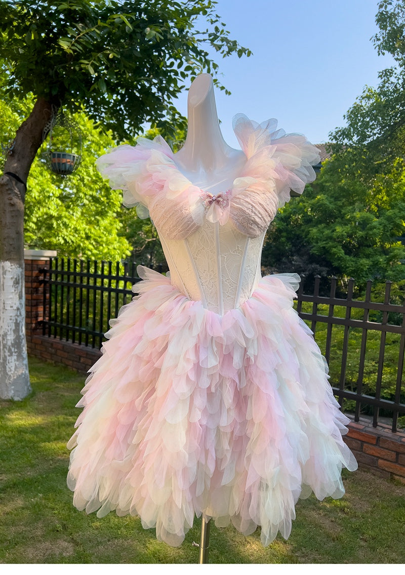 Pretty Ball Gown V Neck Pink Grad Dress Inspo Short Mini Formal 8th Gr – jvkhg