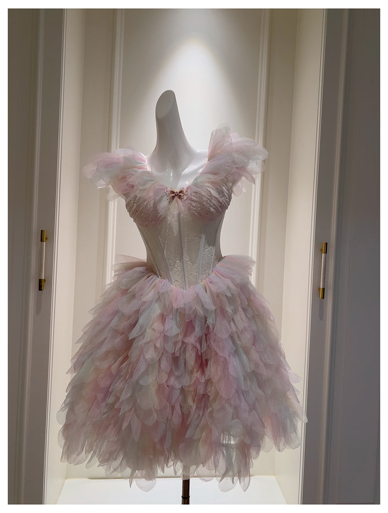 Cute Ball Gown V Neck Pink Grad Dress Inspo Short Mini Formal 8th Grad – jvkhg