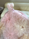 Pretty Ball Gown Sweetheart Pink Tulle Long Floral Quinceanera Dress Formal Gowns Sweet 17 Dresses Vestido De 15 Anos Sweet 16 Dress HZ1121