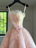 Pretty Ball Gown Sweetheart Pink Tulle Long Floral Quinceanera Dress Formal Gowns Sweet 17 Dresses Vestido De 15 Anos Sweet 16 Dress HZ1121