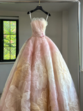 Pretty Ball Gown Sweetheart Pink Tulle Long Floral Quinceanera Dress Formal Gowns Sweet 17 Dresses Vestido De 15 Anos Sweet 16 Dress HZ1121
