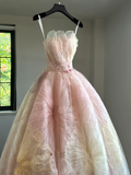 Pretty Ball Gown Sweetheart Pink Tulle Long Floral Quinceanera Dress Formal Gowns Sweet 17 Dresses Vestido De 15 Anos Sweet 16 Dress HZ1121