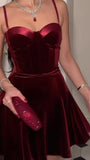 Pretty A line Spaghetti Straps Burgundy Velvet Mini Short Formal 8th Grade Homecoming Dresses Summer Middle School Hoco Dress Homecoming Outfits HZ1121