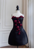 Pretty Ball Gown Spaghetti Straps Little Black Dress Formal Homecoming Dresses Middle School Short 21st Birthday Outfits Graduation Dress Mini Cocktail Dresses HZ1121