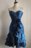 Vintage Sheath Sweetheart Satin Navy Blue Formal Homecoming Dresses 18th Birthday Outfits Graduation Dress Short Mini Hoco Dresses HZ1121
