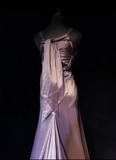 Vintage A Line V Neck Grape Sleeveless Satin Long Prom Dresses Party Dress 18th Birthday Outfits Graduation Dresses HZ1121