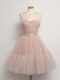 Pretty Ball Gown Scoop Light Pink Short Formal 8th Grade Homecoming Dresses Summer Middle School Hoco Dress 6th Grade Graduation Outfits HZ1121