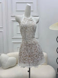 Pretty A line Scoop White Lace Short Formal 8th Grade Homecoming Dresses Summer Middle School Hoco Dress Homecoming Outfits HZ1121
