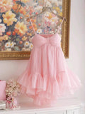 Pretty A line Spaghetti Straps Pink Short Formal 8th Grade Homecoming Dresses Summer Middle School Hoco Dress 6th Grade Graduation Outfits HZ1121