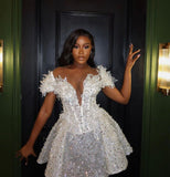 Pretty Ball Gown White Off The Shoulder Short Formal 8th Grade Homecoming Dresses Summer Middle School Hoco Dress 6th Grade Graduation Outfits HZ1121
