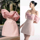 Fancy Short Hoco Dresses A line Spaghetti Straps Pink Mini Formal 8th Grade Homecoming Dresses Summer Middle School Homecoming Outfits HZ1121