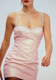 Pretty A Line Spaghetti Straps Pink Sequin Sleeveless Short Formal 8th Grade Homecoming Dresses Summer Middle School Hoco Dress Homecoming Outfits HZ1121