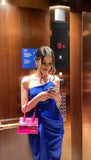 Elegant Sheath One Shoulder Royal Blue Satin Long Prom Dresses Party Dress Summer 20th Birthday Outfits 18th Birthday Dresses HZ1121