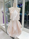 Pretty A Line Halter Chiffon Short Formal 8th Grade Homecoming Dresses Summer Middle School Hoco Dress 6th Grade Graduation Outfits 21st Birthday Dress HZ1121