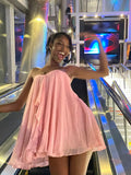 Pretty A Line Sweetheart Pink Chiffon Sleeveless Short Formal 8th Grade Homecoming Dresses Summer Middle School Hoco Dress Homecoming Outfits HZ1121