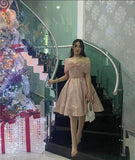 Pretty Ball Gown Off The Shoulder Sequin Pink Short Formal 8th Grade Homecoming Dresses Summer Middle School Hoco Dress 6th Grade Graduation Outfits HZ1121